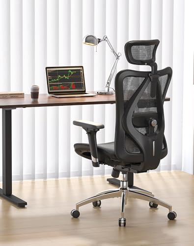 SIHOO M57 Ergonomic Mesh Office Chair, High Back Home Desk Chair with 3D Armrests, Lumbar Support and Adjustable Headrest, Comfortable Computer Chair, Big & Tall Office Chair Hold 330 LBS-Black SIHOO