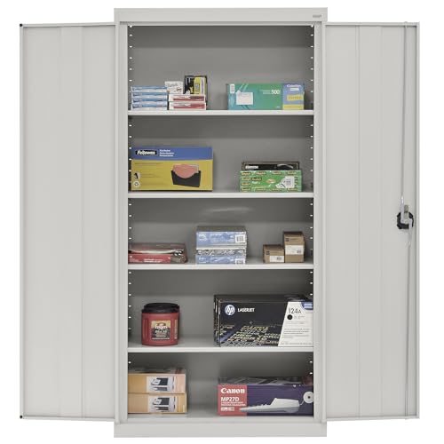 Sandusky Lee EA4R362472-05 Welded Steel Elite Storage Cabinet with Adjustable Shelves, 24" Length x 36" Width x 72" Height, Dove Gray Sandusky