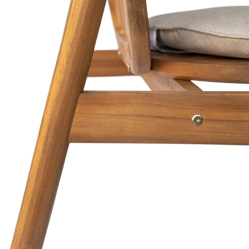 Christopher Knight Home Meja Acacia Wood Outdoor Dining Set for 6, Wooden 7 Piece Patio Dining Table Set, Wooden Outdoor Dining Armchair and Table Set with Cushion, Patio Furniture Set, Teak+Beige Christopher Knight Home