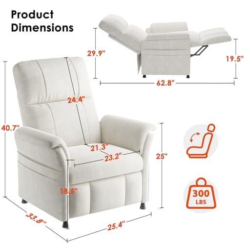 AMADA HOMEFURNISHING Power Recliner Chair for Adults, Adjustable Modern Chenille Reclining Chair with Side Pockets, Remote, Footrest, Thick Seat Cushion for Home Theater, Living Room, Bedroom & RV