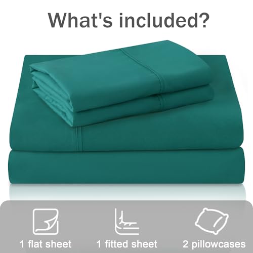 MICORAL Full Bed Sheets Set, Soft Breathable Bedding Sheet Set, Sheets Set with 16" Deep Pocket Design (4 Pieces, Full, Turquoise) MICORAL