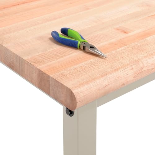 Global Industrial 72" W x 36" D Adjustable Height Workbench, 1-3/4" Thick Maple Top Safety Edge, Tan Global Industrial