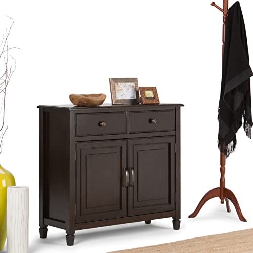 SIMPLIHOME Connaught SOLID WOOD 40 Inch Wide Traditional Entryway Storage Cabinet in Dark Chestnut Brown, For the Living Room, Entryway and Family SIMPLIHOME
