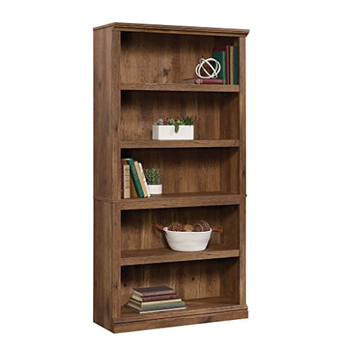 Sauder Vintage Oak 5-Shelf Bookcase for Stylish Storage Solutions Sauder