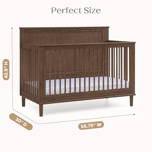 Delta Children Penelope 6-in-1 Convertible Crib - Greenguard Gold Certified, Teak Brown