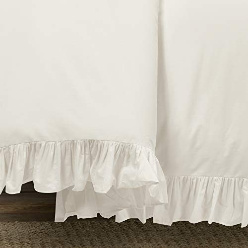 Lush Decor Reyna Ruffle Cotton Duvet Cover Set 3 Piece Set Full/ Queen, White - Queen Size Bedding Set - White Duvet Queen- Ruffled Bedding - Coquette Decor Lush Decor