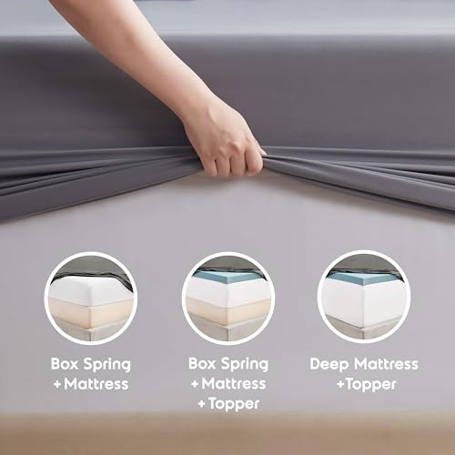 Nestl Extra Deep Cal King Sheet Set - 6 Piece Breathable & Cooling Sheets - Hotel Luxury Bedding Set w/18-24 Inch Deep Pockets - Easy & Secure Fit - Super Soft, Wrinkle Free & Comfy - Dark Gray Nestl