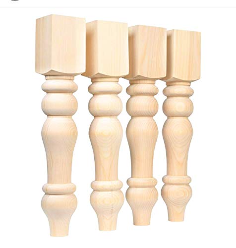 CAROLINA LEG CO. Curvy Chunky Farmhouse Dining Table Legs Set - DIY Furniture - Turned Wooden Legs - Set of 4 - Dimensions: 5" x 29" CAROLINA LEG CO.