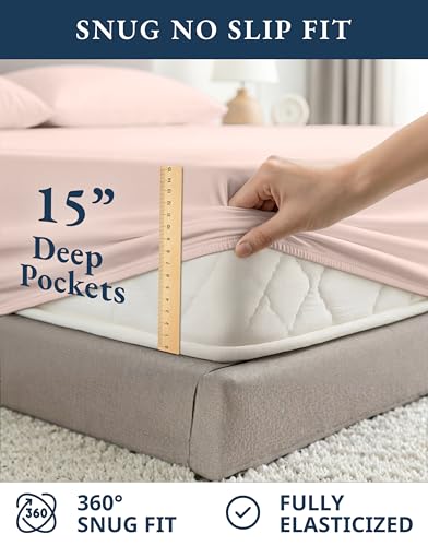 LANE LINEN Eco Friendly 100% Organic Cotton Twin Sheet Set, Hotel Quality Premium Bedding Sheets & Pillowcases Set Twin Size, Soft & Comfy Percale Sheets, Machine Wash Bed Sheets- Sepia Rose LANE LINEN