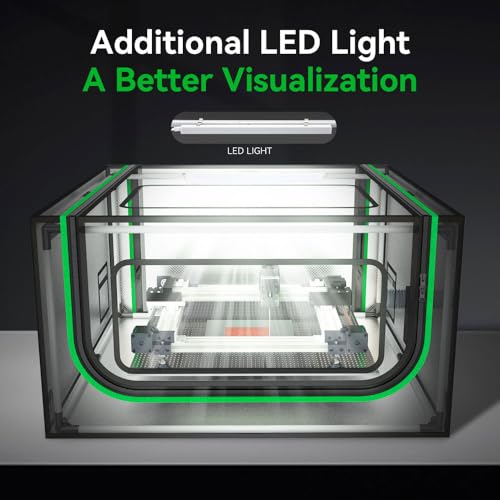 Laser Engraver Integrated Enclosure with LED Light, Fireproof and Dustproof Protective Cover 28.3 * 28.3 * 15.7, Exhaust Fan 4000RPM and Pipe, Against Smoke Odor and Noise Eye Protection-Black Skouphy
