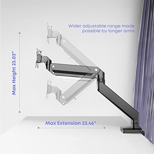 Heavy Duty Monitor Arm for Ultrawide Screens up to 49 inch and 39.6lbs, Premium Aluminum Single Desk Mount Stand with Gas Spring, VESA 75x75/100x100 IMtKotW