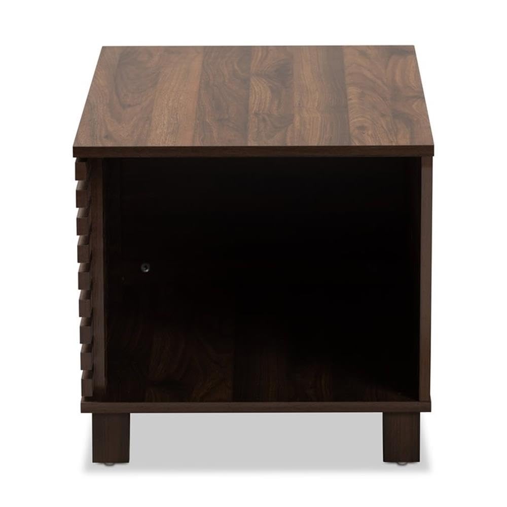 Baxton Studio Eckhart Modern and Contemporary Walnut Brown Finished Wood Cat Litter Box Cover House Baxton Studio