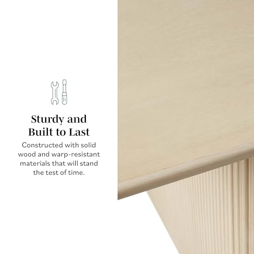 Walker Edison Modern Vertical Reeded Plinth-Base Dining Table, 68 Inch, Birch Walker Edison