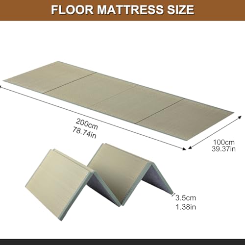 Dymhaoby Japanese Traditional Tatami Mattress, Igusa (Rush Grass) Tatami Mat, Foldable Floor Mattress,Japanese Futon Bed,Meditation Mats for Floor,Summer Sleeping Mat Dymhaoby