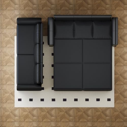 Tabaray 93.7" King Pull Out Sofa Bed, Faux Leather Sleeper Sofa Couch, 3 in 1 Convertible Futon Couches for Living Room, Small Space, Apartment, Office, Bedroom, Modern Rivet Armrest, Black Tabaray