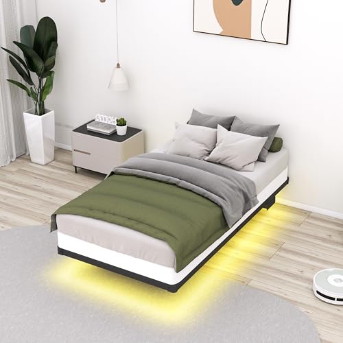 HusDream Floating Bed Frame Queen with Smart LED Lights and Charging Station (10 Inch, Twin) HusDream