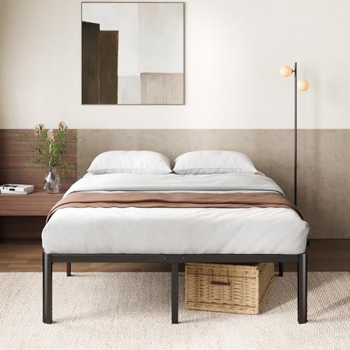 Zinus Van 16 Inch Full Metal Platform Bed, Steel Slat Support, No Box Spring Needed, Eco Friendly WonderBox Packaging, Easy Assembly, Black Zinus