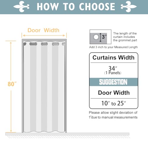 ChrisDowa Blackout Door Curtains for Doorway Privacy, Grommet Closet Curtains for Bedroom Closet Door, Thermal Insulated Temporary Doorway Cover Room Divider Drapes (1 Panel, Dark Grey, 34 x 80 Inch) ChrisDowa