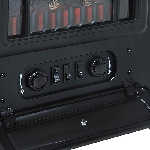 HOMCOM 22" Electric Fireplace Heater, Freestanding Fire Place Stove with Realistic LED Flames and Logs, and Overheating Protection, 725W/1450W, Black HOMCOM