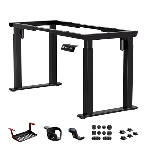 4-Leg Standing Desk Frame Dual Motor, Electric Adjustable Legs Compatible Desktop Size 39″-79″, 264 lbs Weight Capacity, Anti-collision Detection Stand Up Desk Frame Workstation, Black Frame Only Klobel