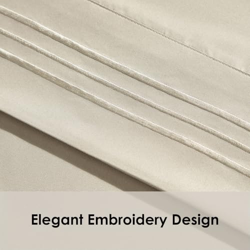 ClevaHome Sheet Set Twin Size, 3-Piece Bedding, Lightweight & Super Soft Easy Care Microfiber– Shrinkage & Fade Resistant Bedding Set with 14'' Deep Pockets (Sandy Beige) Cleva