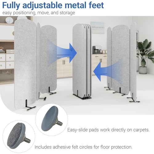 Natwind 3 Panel 73.2 x 71 inch Office Room Privacy Protect Space Divider Portable Partition,Wall Folding Cubicle Indoor Freestanding Acoustic Partition Temporary for Office Room Natwind