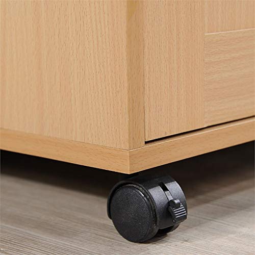 Pemberly Row Contemporary Wood Kitchen Island with Spice Rack in Beige Pemberly Row