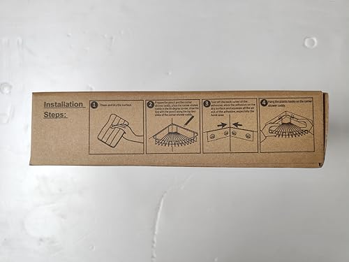 Orimade Corner Shower Caddy Stainless Steel with Hooks Wall Mounted Bathroom Shelf Storage Organizer Adhesive No Drilling 2 Pack, Silver Only for 90-Degree Corner Orimade