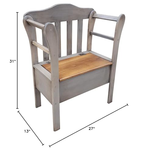 Peaceful Classics Bench with Storage - Small Wooden Storage Bench for Entryway, Hallway, Mudroom, Farmhouse, Bedroom, & Living Room, Amish Handmade Furniture Storage Organizer, Pewter Peaceful Classics