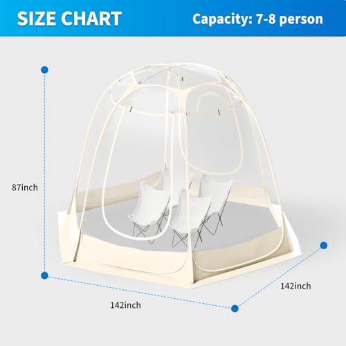 TABU Pop Up Bubble Tent for 12-14 Person, 12×12ft Coldproof & Windproof Outdoor Bubble Tent with Vent Windows, Large Camping Shelters for Party, Backyards, Hiking, Beige TABU