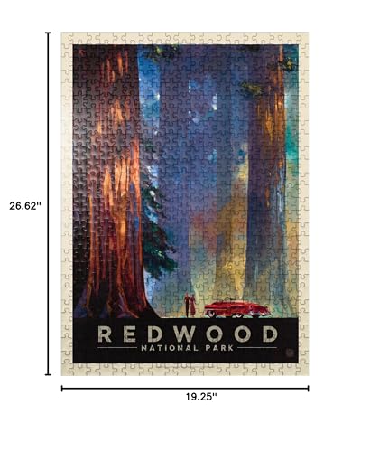 MyPuzzle Redwood National Park: Among The Giants, Vintage Poster - Premium 500 Piece Jigsaw Puzzle for Adults MyPuzzle.com