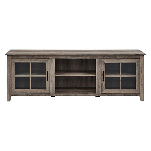 Walker Edison Portsmouth Classic 2 Glass Door TV Stand for TVs up to 80 Inches, 70 Inch, Grey Wash Walker Edison