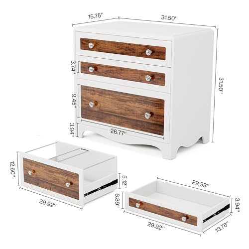 Tribesigns File Cabinet with 3 Drawers, Wood Lateral Filing Cabinet for A4/Letter/Legal Size, Office Storage Cabinet Printer Stand for Home Office Tribesigns