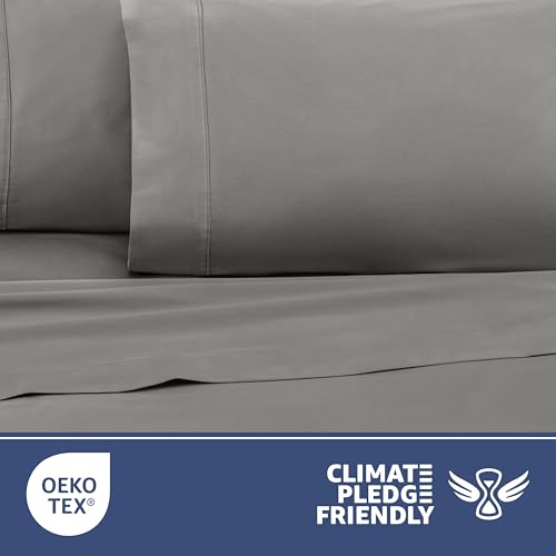 3 Piece Twin Sheet Set | 400 Thread Count | Twin Bed Sheets Set | Lightweight Breathable 100% Cotton Sheets | Wrinkle Resistant & Fade Resistant Sateen Sheets | Silky Soft & Durable | Gray Martex