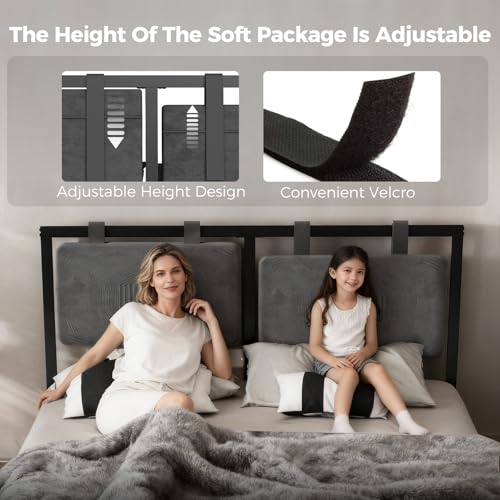 LUCKLIFE Floating Bed Frame Queen Size, with Adjustable Headboard and Smart LED Lights, Upholstered Bed Frame with RGB Lights, Modern Metal Bed, Easy Assembly, Under-Bed Storage, Bedroom LUCKLIFE