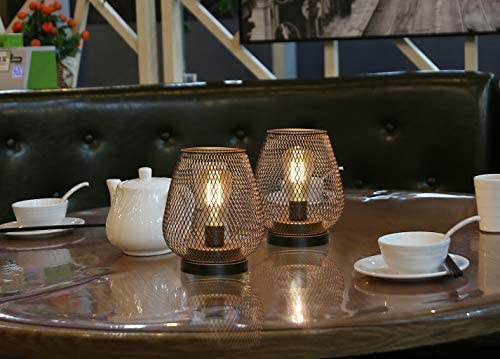 JHY DESIGN Set of 2 Metal Cage LED Lantern Battery Powered Cordless Accent Light with LED Great for Weddings Parties Patio Events for Indoors Outdoors JHY DESIGN