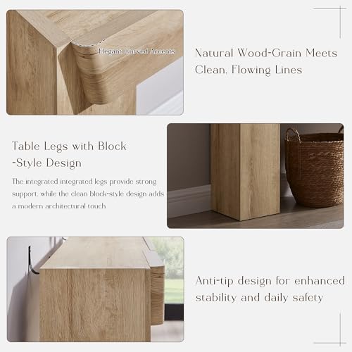 JXQTLINGMU 63" Long Wood Console Table with Storage Drawer, Modern Entryway Table, Sofa Table Behind Couch, Farmhouse Console Tables for Entryway Hallway Living Room, Natural Oak JXQTLINGMU