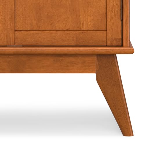 SIMPLIHOME Draper SOLID HARDWOOD Mid Century Modern 32 inch Wide Bar Cabinet in Teak Brown for The Living room, dining room and kitchen SIMPLIHOME
