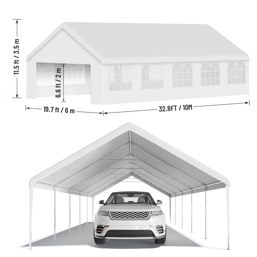 20'X32' Party Tent with Removable Sidewall Windows, Outdoor Heavy Duty Wedding Gazebo, Event Shelter Wedding Canopy Tent for Parties Carport BBQ, White & Straight Edge CuisinSmart
