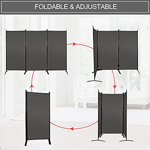 MAYOLIAH Partition Room Dividers 3 Panel Folding Privacy Screens 6 Ft Tall Portable Office Walls Dividers for Room Separator 102"x20"x71", Grey MAYOLIAH