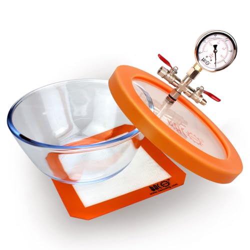 BACOENG 2.8 QT Glass Pyrex Vacuum and Degassing Chamber with Acrylic Lid Perfect for Degassing Silicones, Epoxies and Essential Oils BACOENG