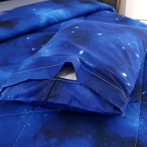 SDIII 3PCS Blue Galaxy Comforter Set Full, Soft Microfiber Lightweight Blue and Pink Space Comforter Full, Galaxy Bedding for Boys Girls Kids Teens SDIII