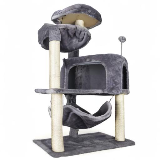 YUNIQUE Cat Tree with Cat Condo and Big Hammock, Grey YUNIQUE