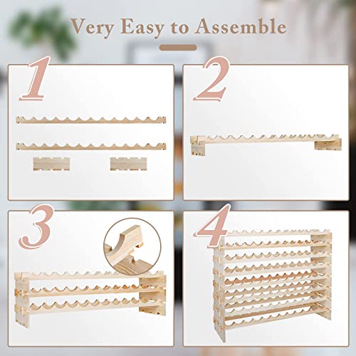 ZenStyle 96 Bottles Wine Rack, 8-Tier Wooden Stackable Wine Cellar Racks, Wine Storage Racks Countertop, Free Standing Wine Bottle Stand Holder Display Shelves ZenStyle