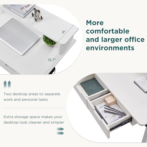 RedLemon 75X60 Inches L Shaped Electric Standing Desk, Height Adjustable Corner Gaming Desk with Drawers, Keyboard Tray, Power Outlets & LED Lights, Computer Desk with Monitor Shelf, Antique White RedLemon