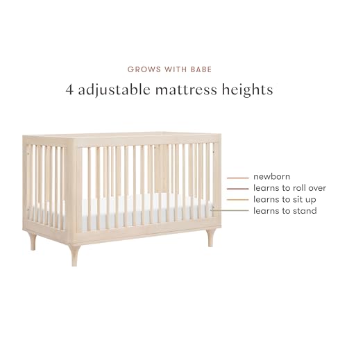 Babyletto Lolly 3-in-1 Convertible Crib with Toddler Bed Conversion Kit in Washed Natural, Greenguard Gold Certified babyletto