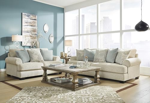 Signature Design by Ashley Monaghan Vintage Sofa with Accent Pillows, Reversible Cushions and Rolled Arms, Beige Signature Design by Ashley