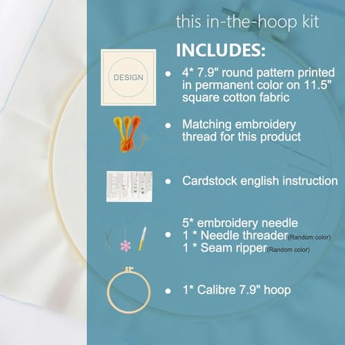 Huacan Embroidery Kit for Beginners Adults Includes Stamped Bees Pattern, Hoop, Color Threads,Tools,Easy to Follow Instruction