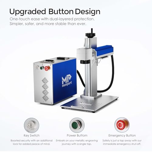 Monport 30W Fiber Laser Engraver with 3D & Deep Engraving, 5.9" x 5.9" Work Area, 10000mm/s 360°Laser Marking Etching Machine for Metal, Silver, Stainless Steel, Gold with Rotary Axis & Lightburn Monport