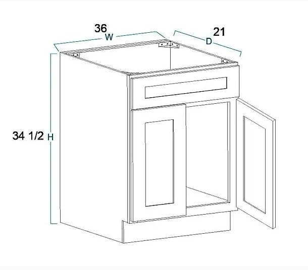 Grey Shaker Sink Base Bathroom Vanity 24"/30"/36" Width (36" Width) WoodArtSupply